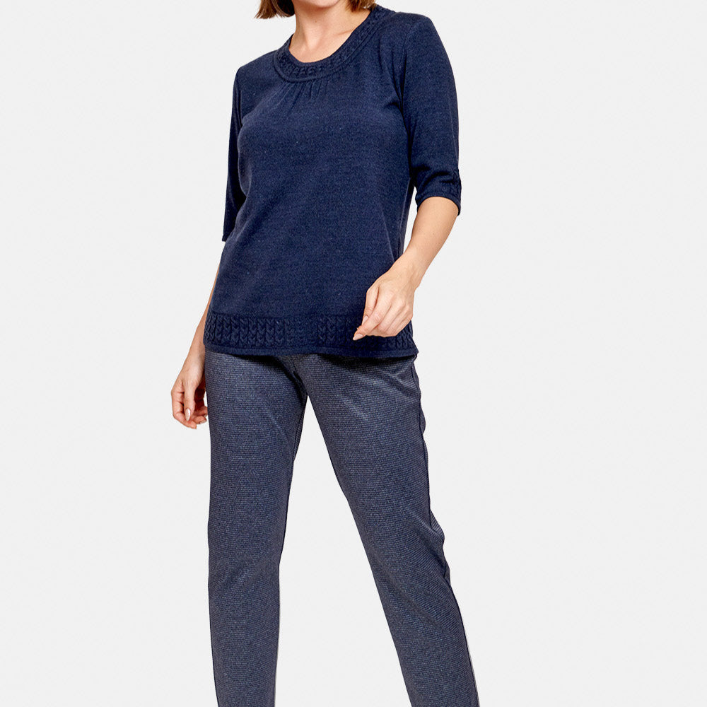 Blusa escote redondo con tenza