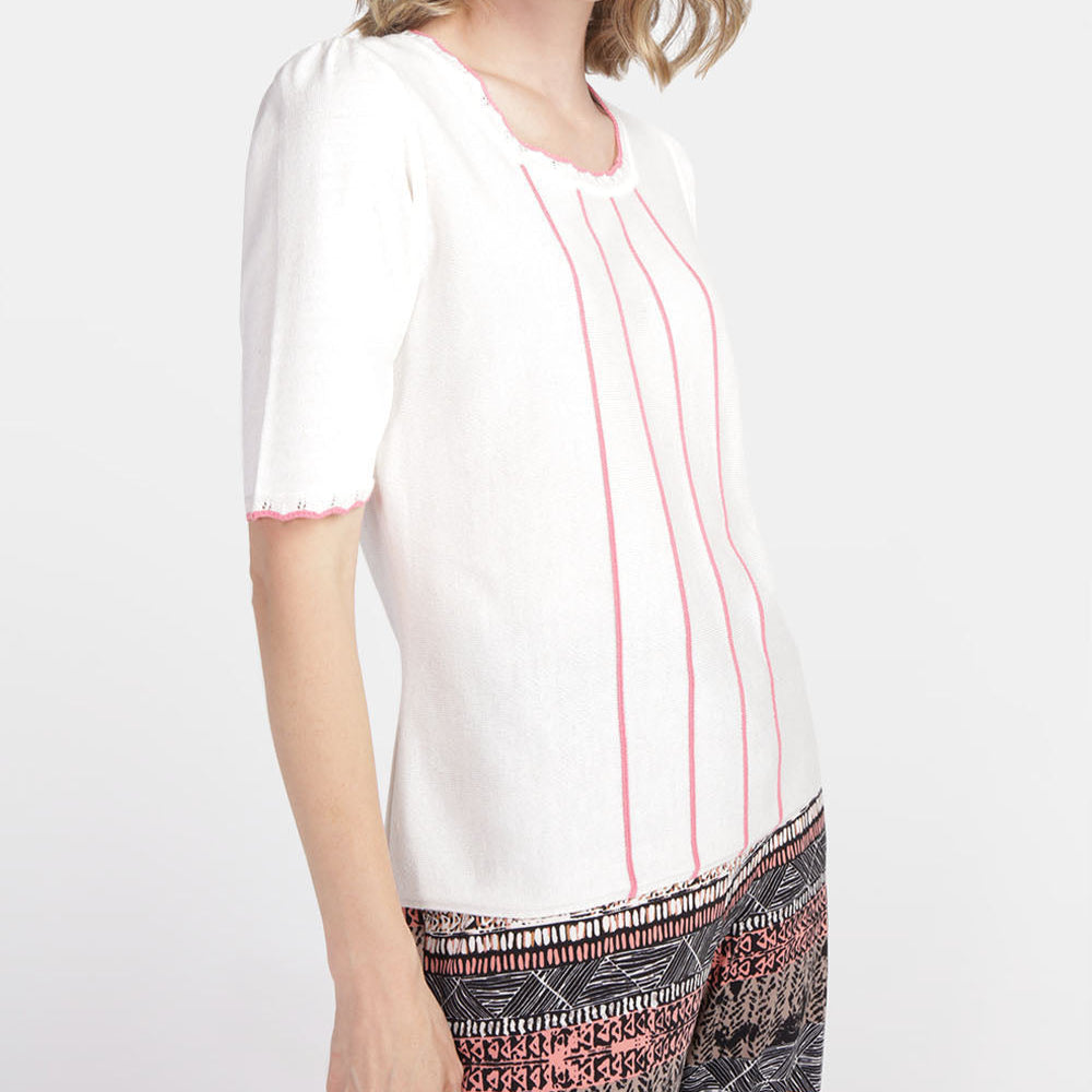 Blusa escote reondo con ondas en contraste Estefanía