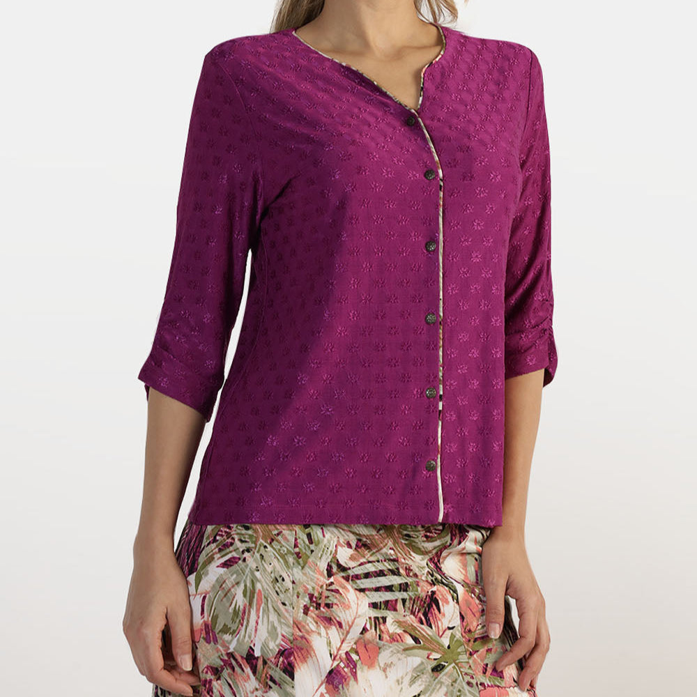 Blusa jacquard flores manga 3/4 Audrey