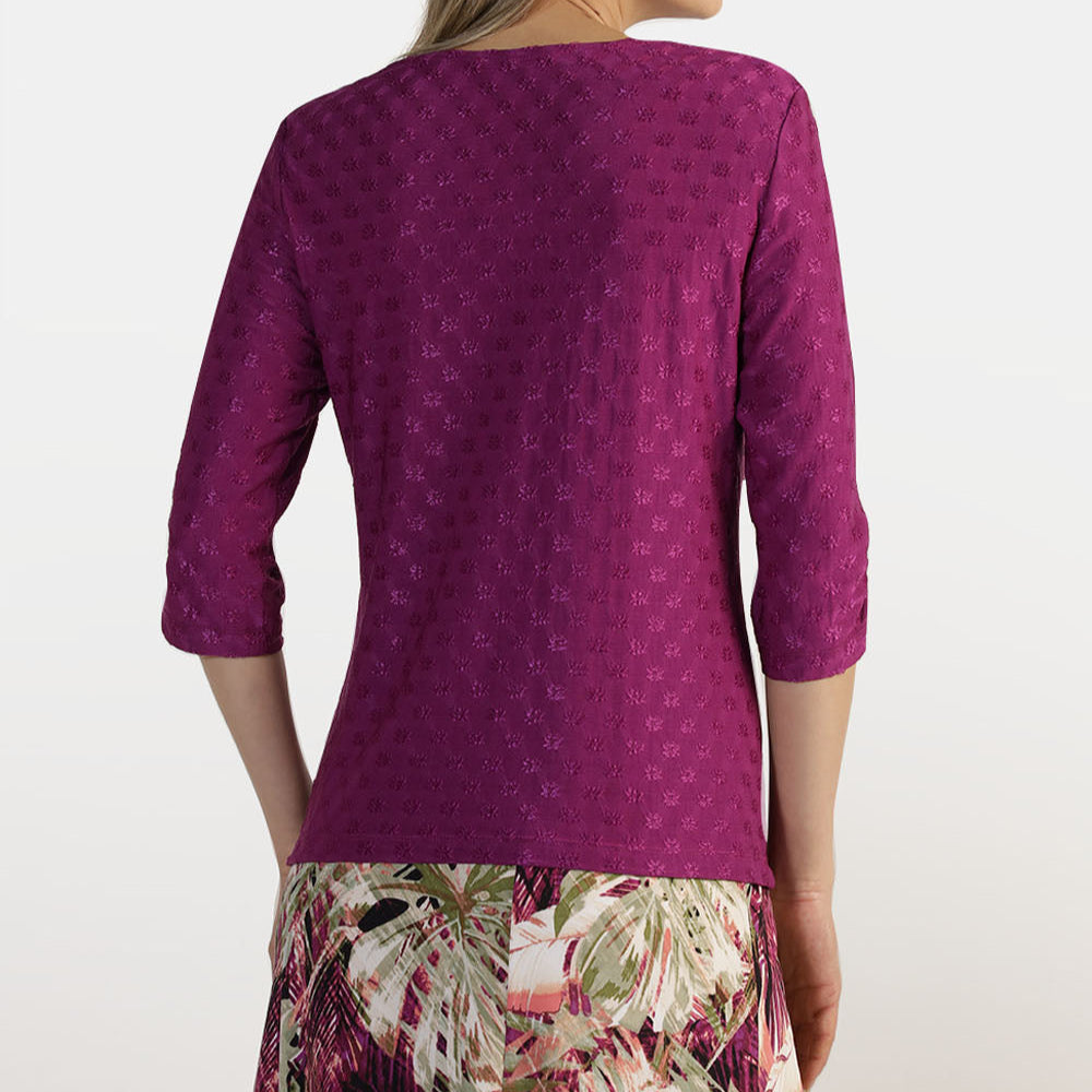 Blusa jacquard flores manga 3/4 Audrey
