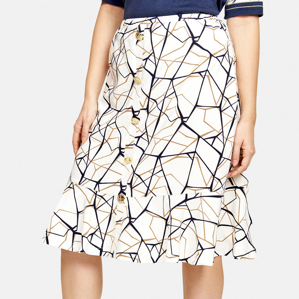 Falda estampado geométrico con botones Toscana