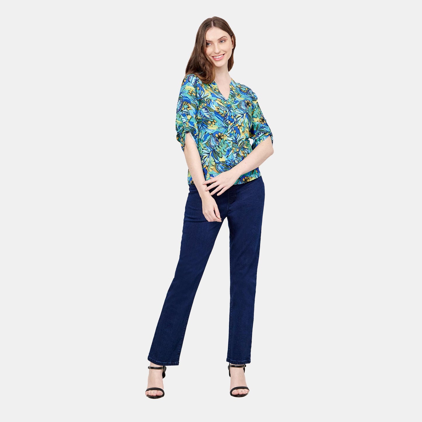 Blusa estampada con manga corta Cadereyta
