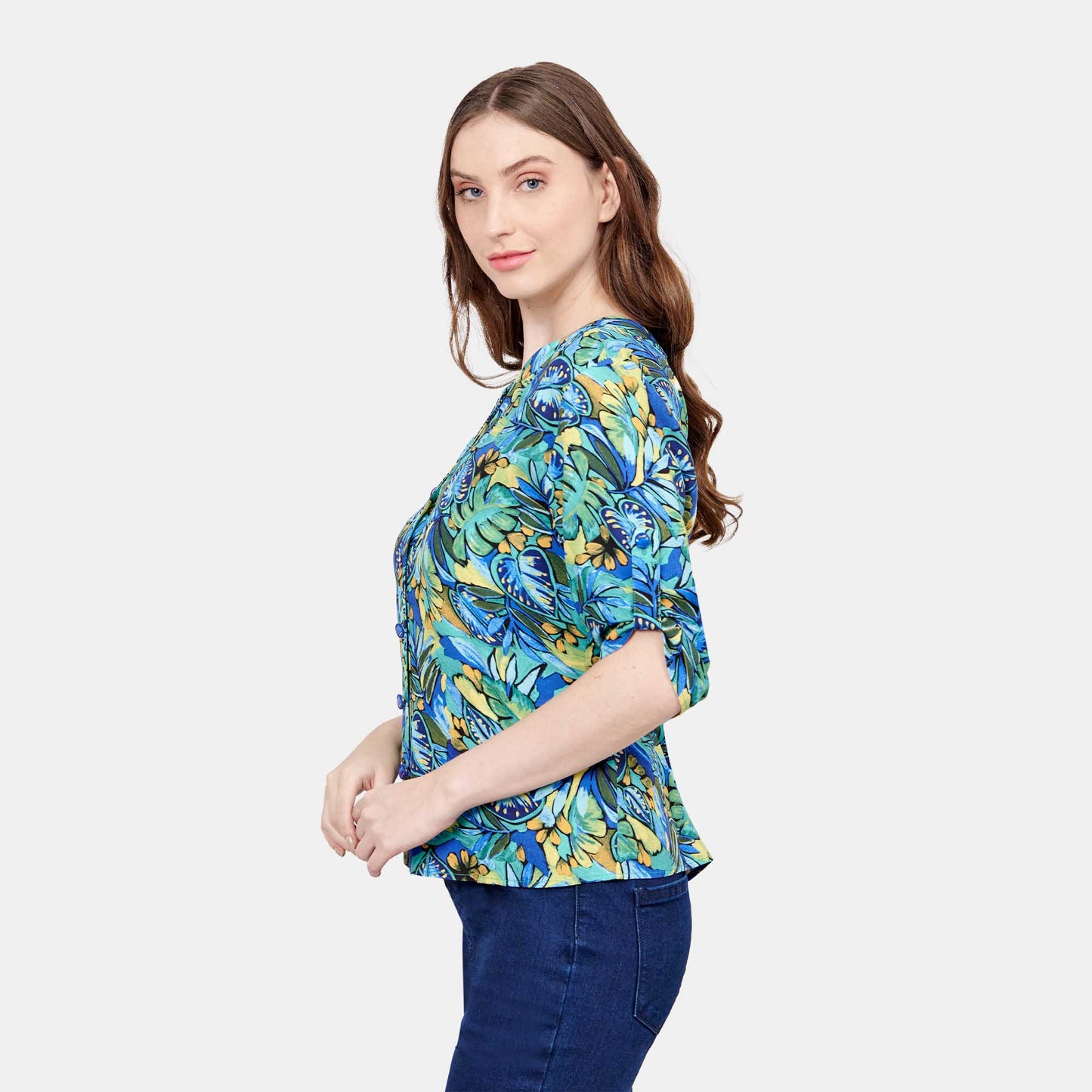 Blusa estampada con manga corta Cadereyta