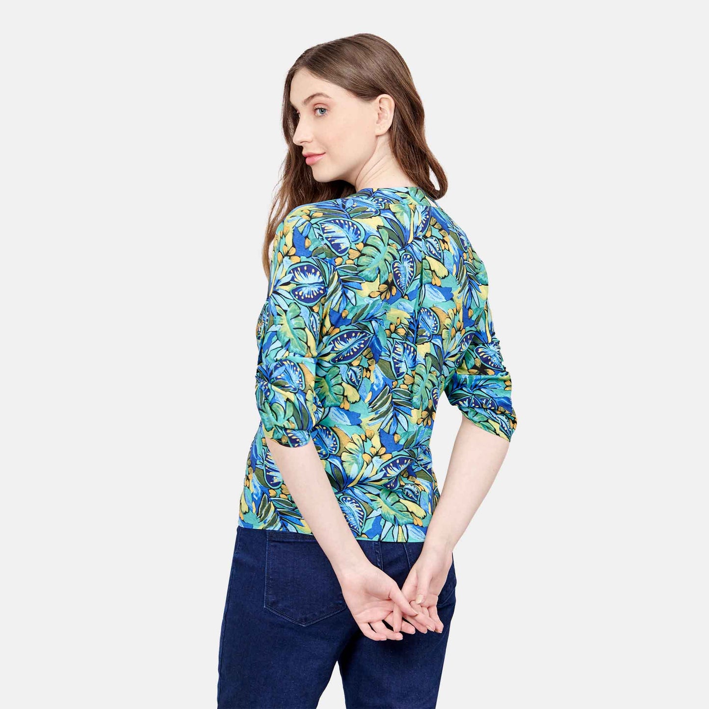 Blusa estampada con manga corta Cadereyta