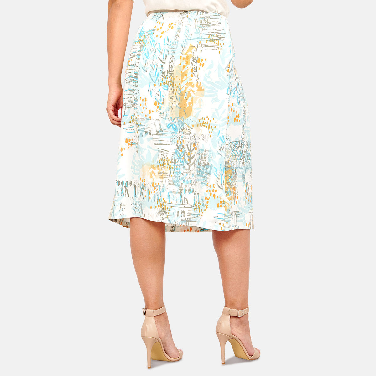 Falda midi con pretina volteada Sisal