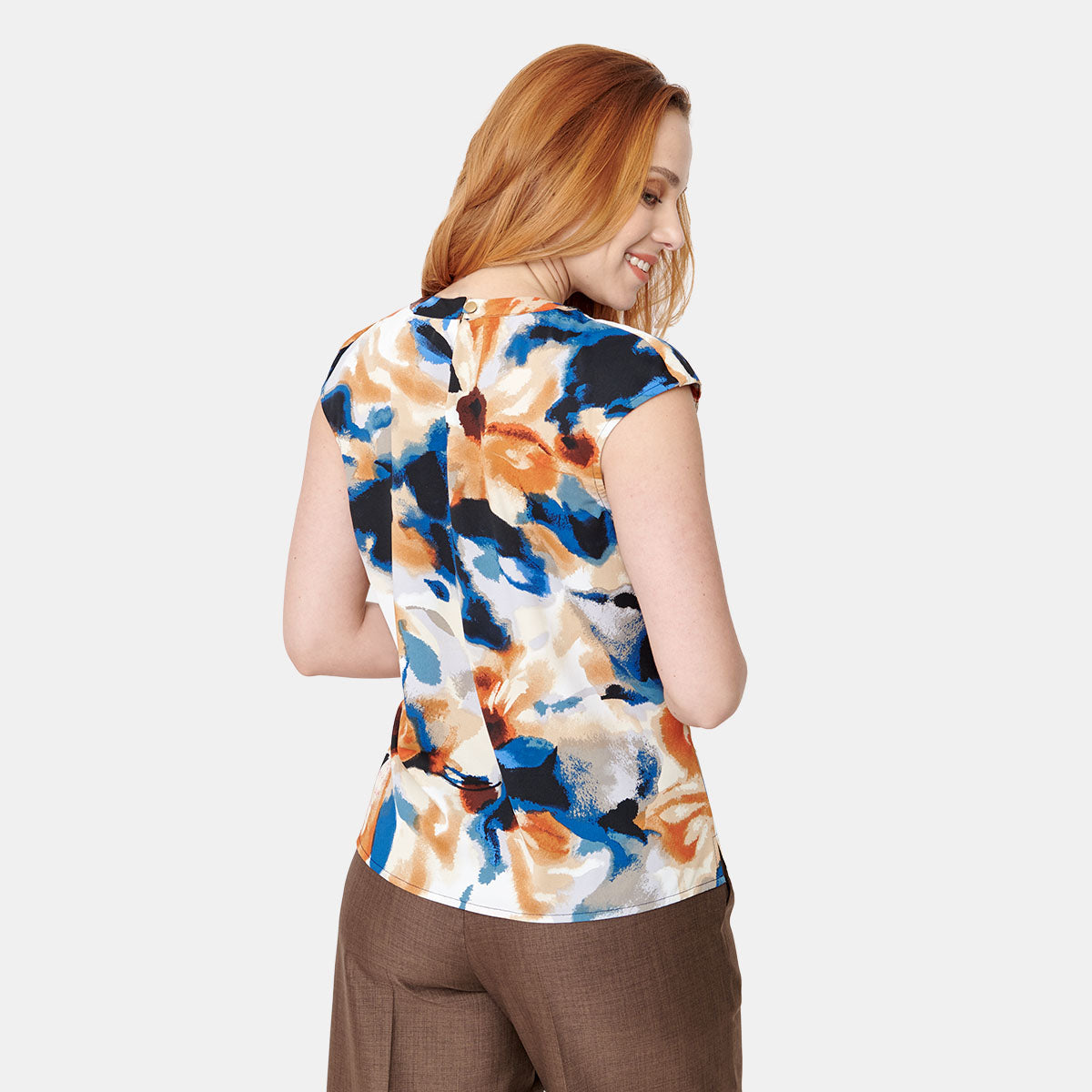 Top estampado floral con escote plisado Calypso
