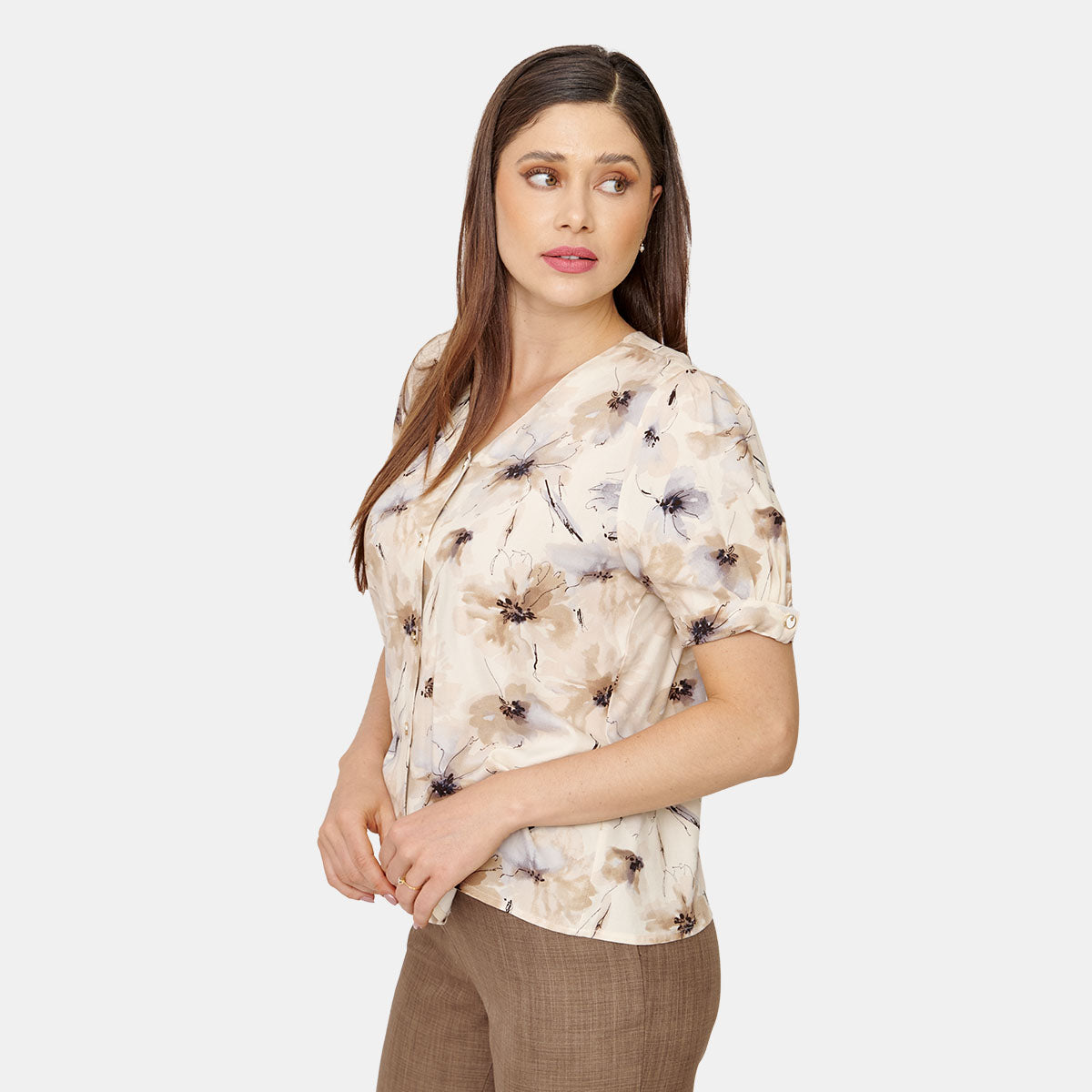 Blusa abierta estampada cuell V Aurora