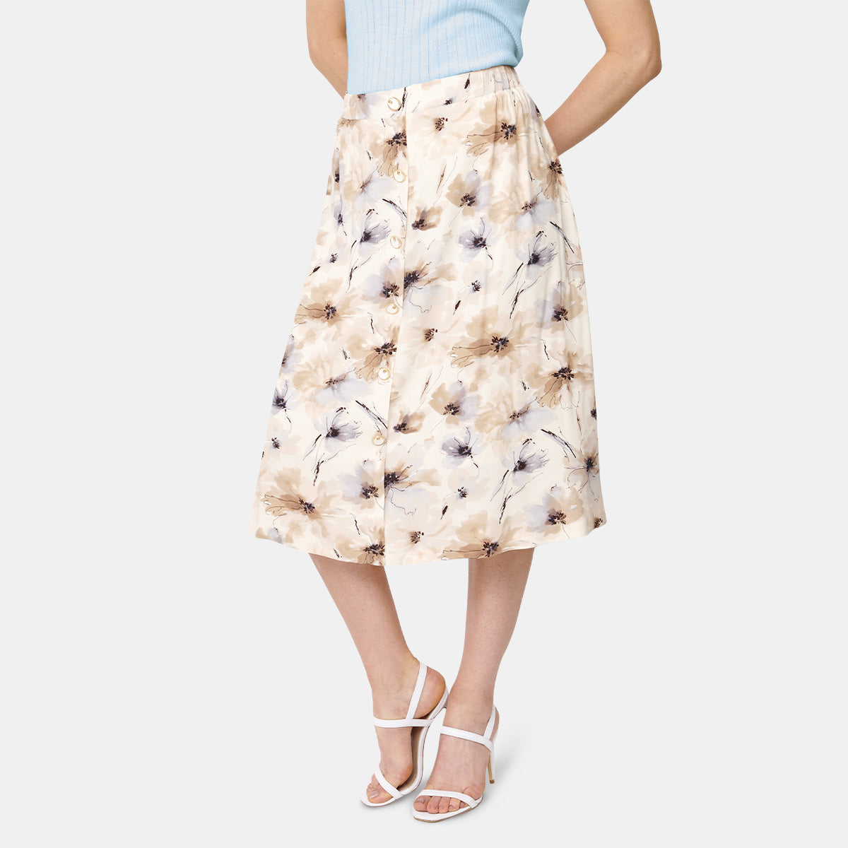 Falda con botones y cintura elástica Aurora