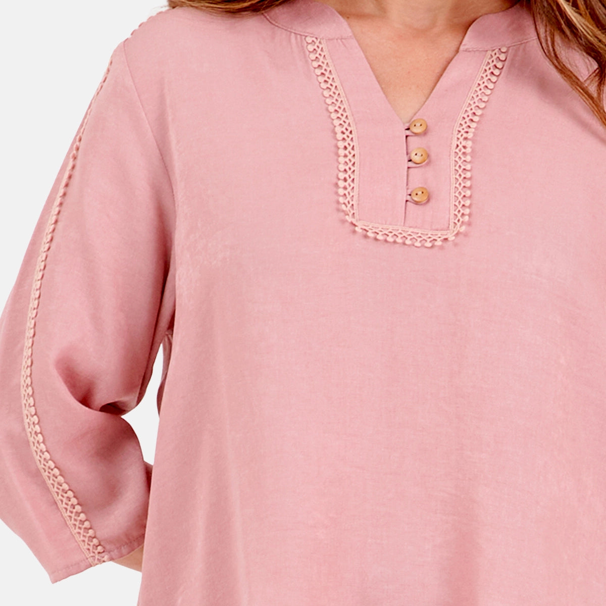 V69302 - Blusa con detalle tejido y manga 3/4 Antonieta