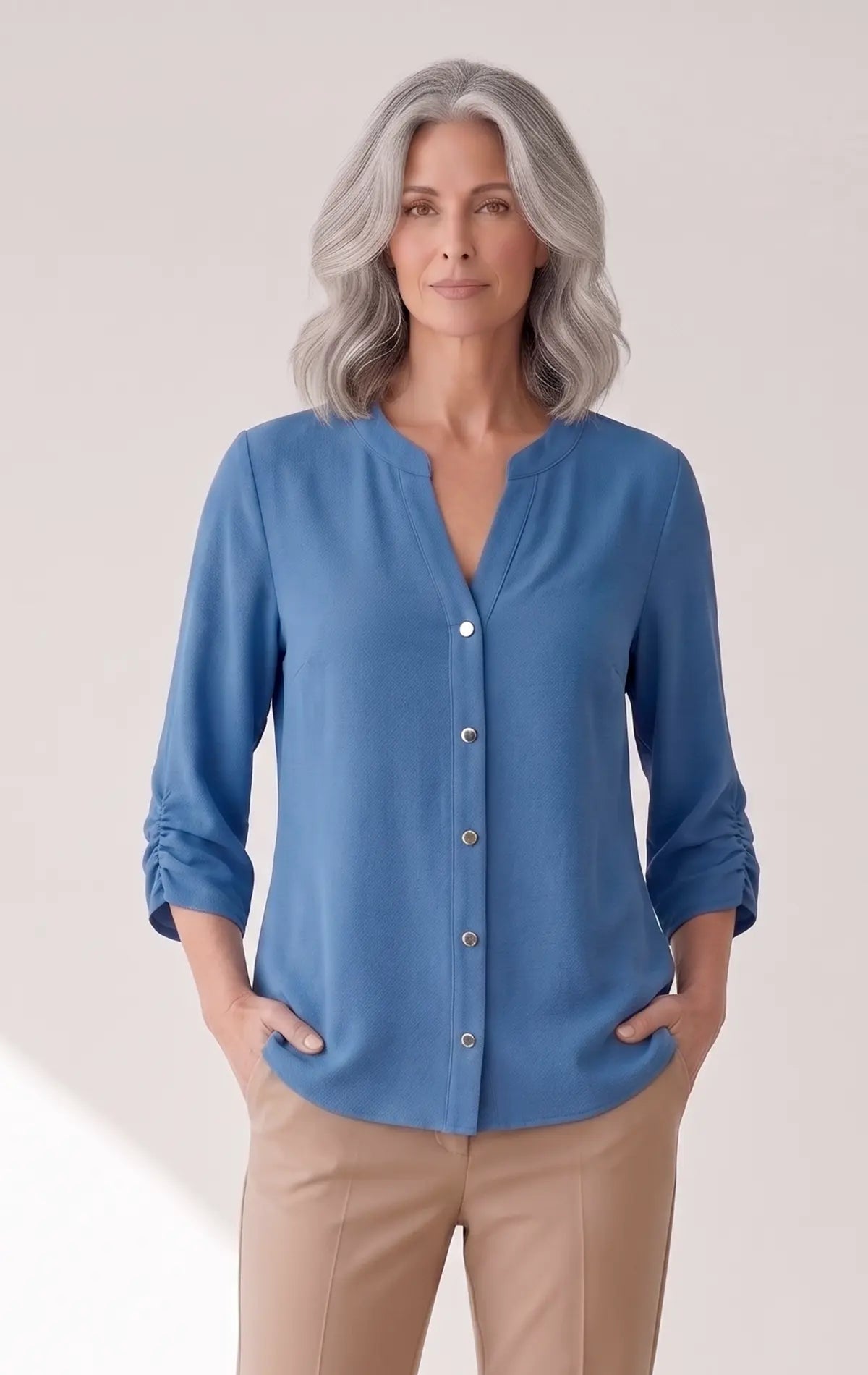 VL79302 - Blusa cuello mao mga corta Seren
