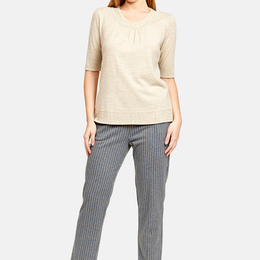 Blusa escote redondo con tenza