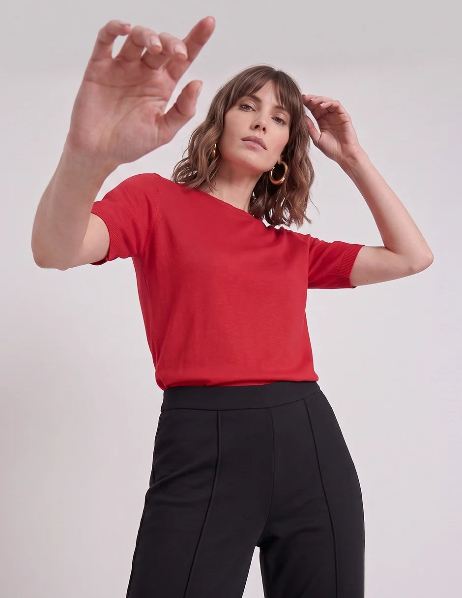 Blusa manga corta escote redondo
