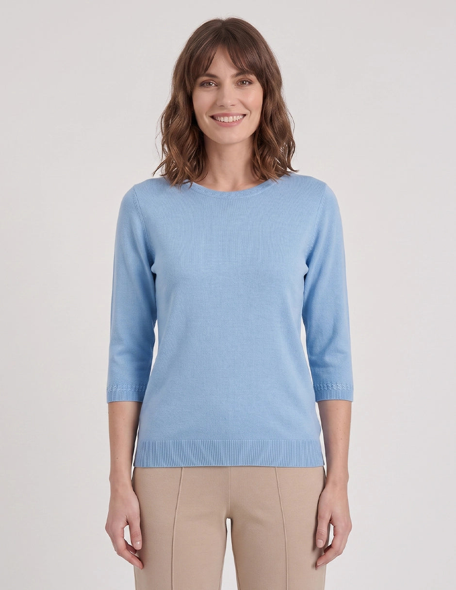 Blusa punto trenza estructura manga 3/4