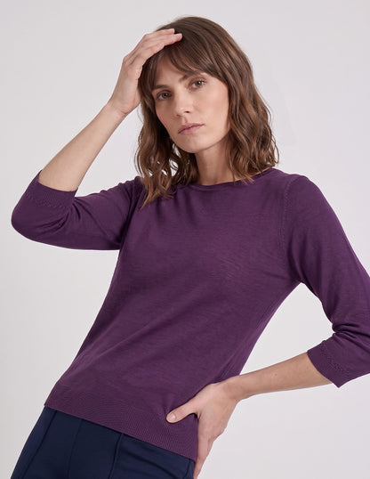 Blusa punto trenza estructura manga 3/4