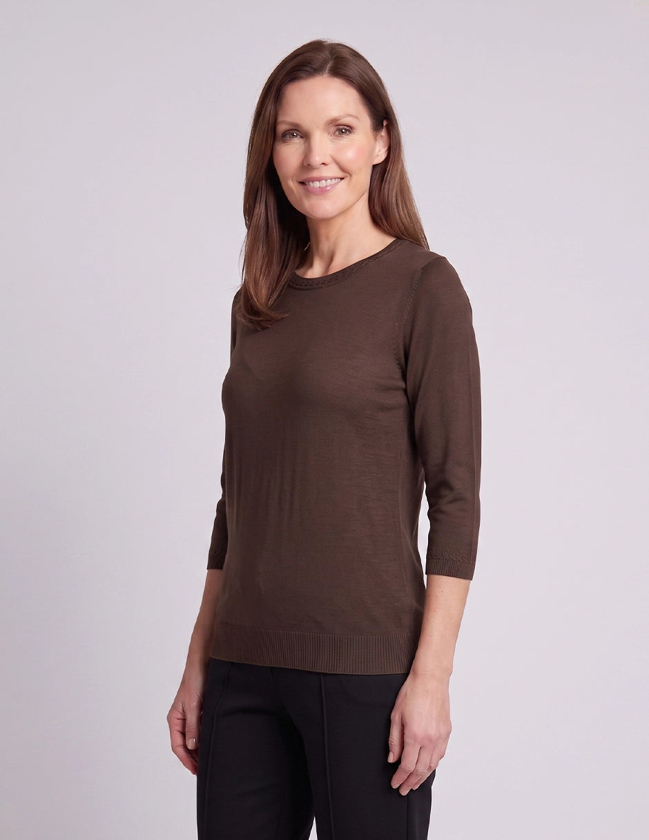 Blusa punto trenza estructura manga 3/4
