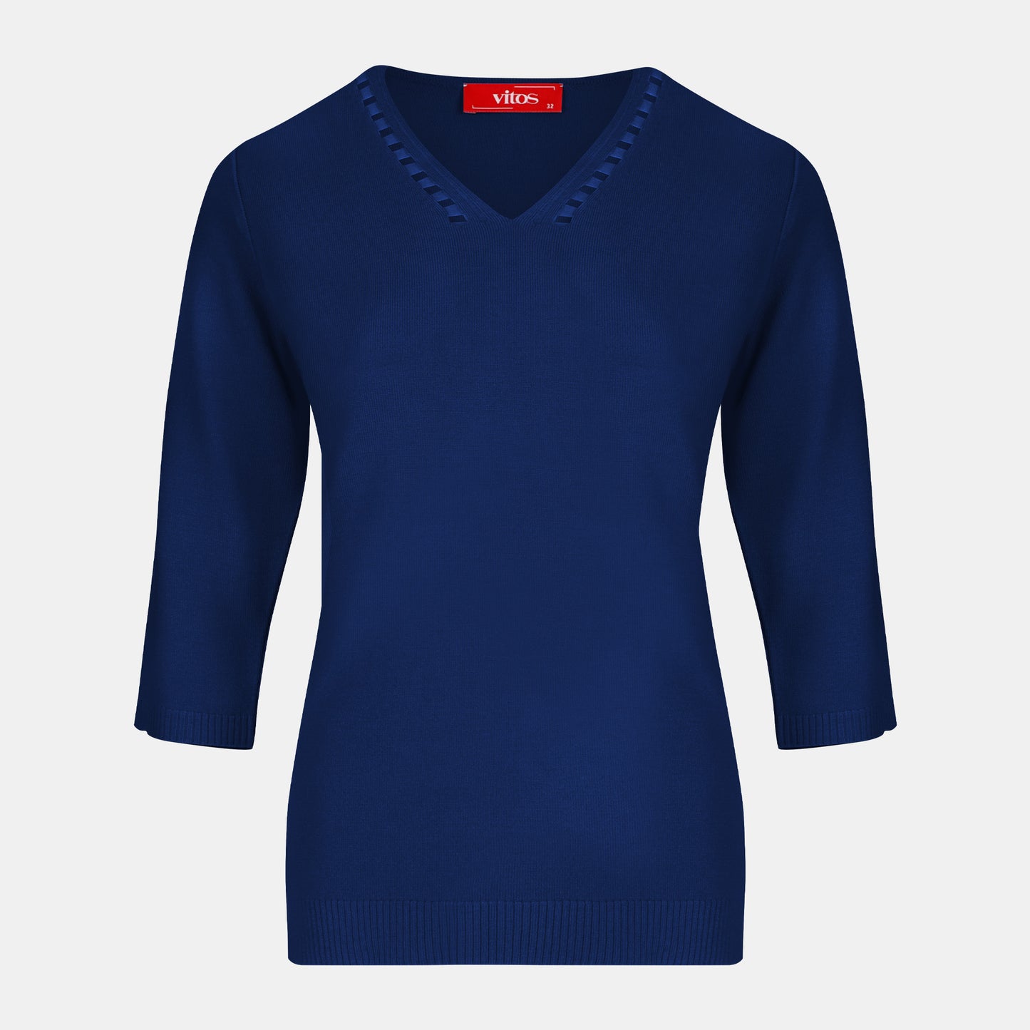 Blusa punto escote V calado manga 3/4 - C0008 Invierno