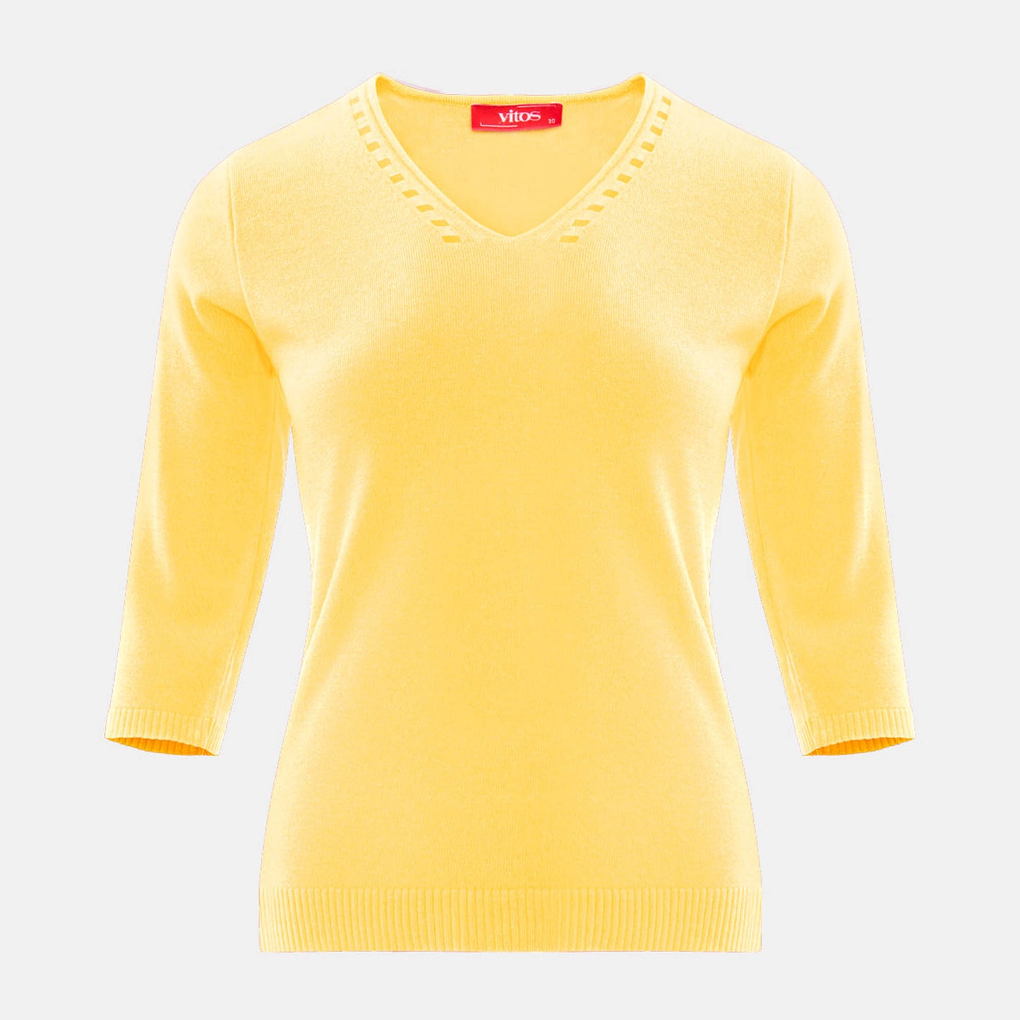 Blusa punto escote V calado manga 3/4 - C0008 Primavera