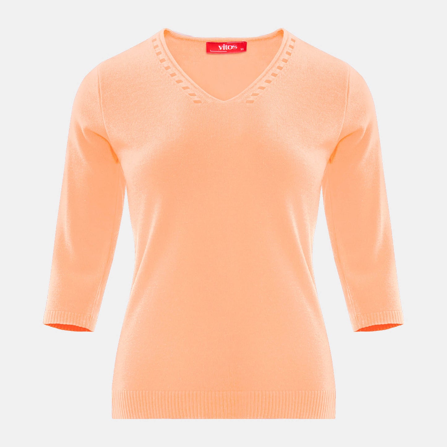 Blusa punto escote V calado manga 3/4 - C0008 Primavera