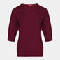 Blusa punto escote V calado manga 3/4 - C0008 Invierno