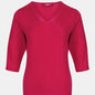 Blusa punto escote V calado manga 3/4 - C0008 Atemporales