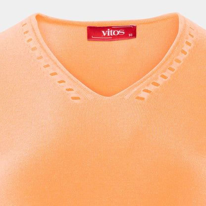 Blusa punto escote V calado manga 3/4 - C0008 Primavera