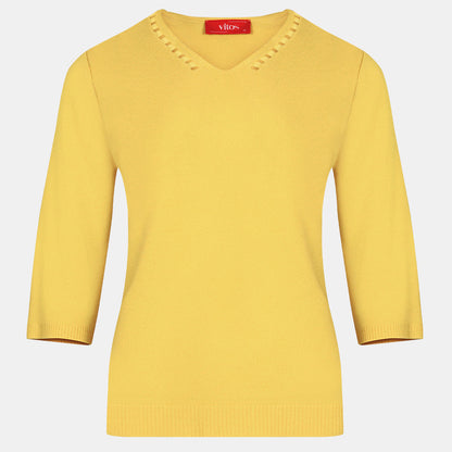 Blusa punto escote V calado manga 3/4 - C0008 Atemporales