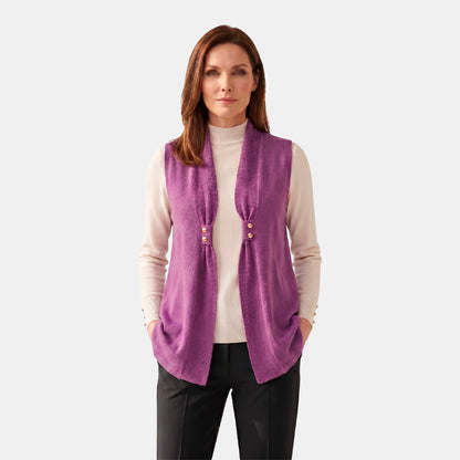 C69061 - Chaleco tejido con botones en solapa Candace