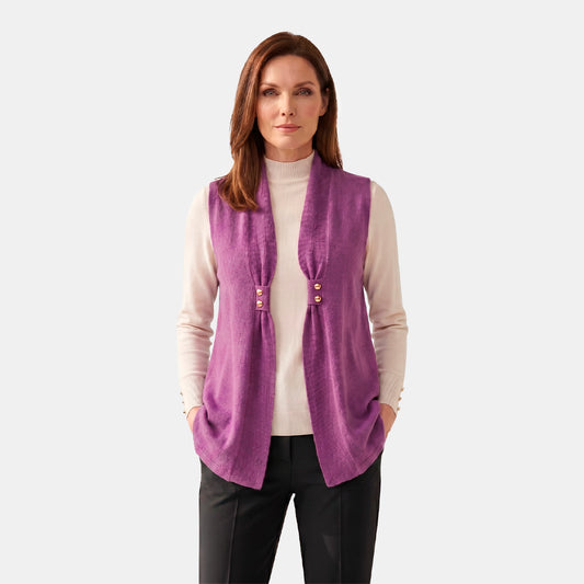 C69061 - Chaleco tejido con botones en solapa Candace