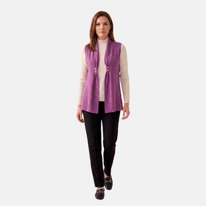 C69061 - Chaleco tejido con botones en solapa Candace