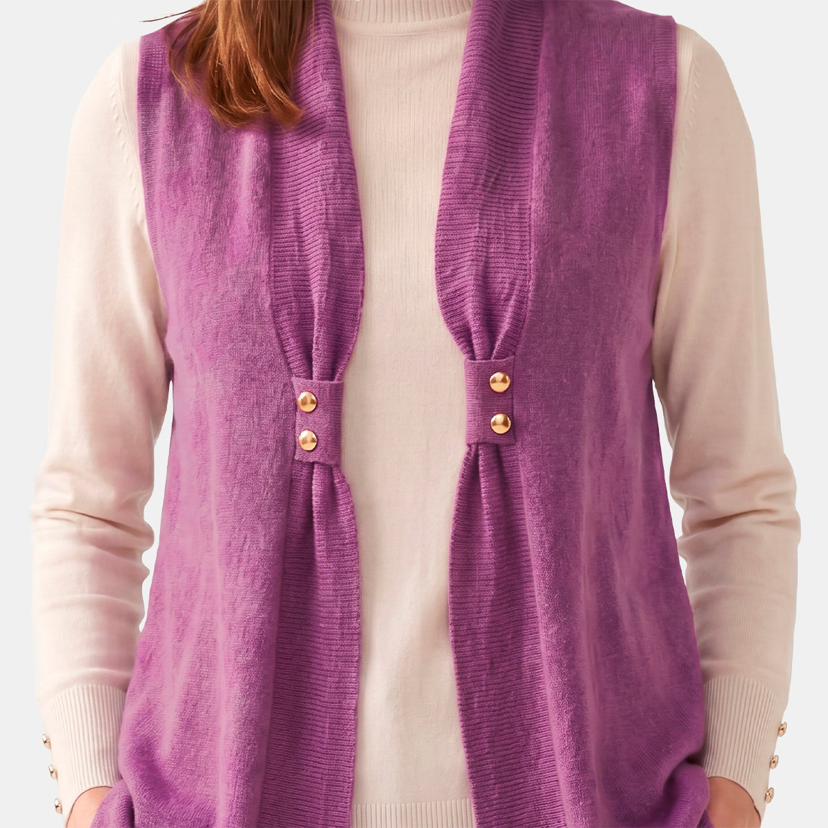 C69061 - Chaleco tejido con botones en solapa Candace