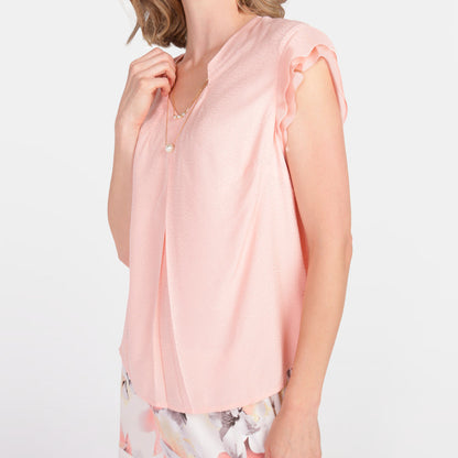 Blusa escote V manga plizada Emma