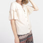 Blusa cuello mao manga plizada Estefania