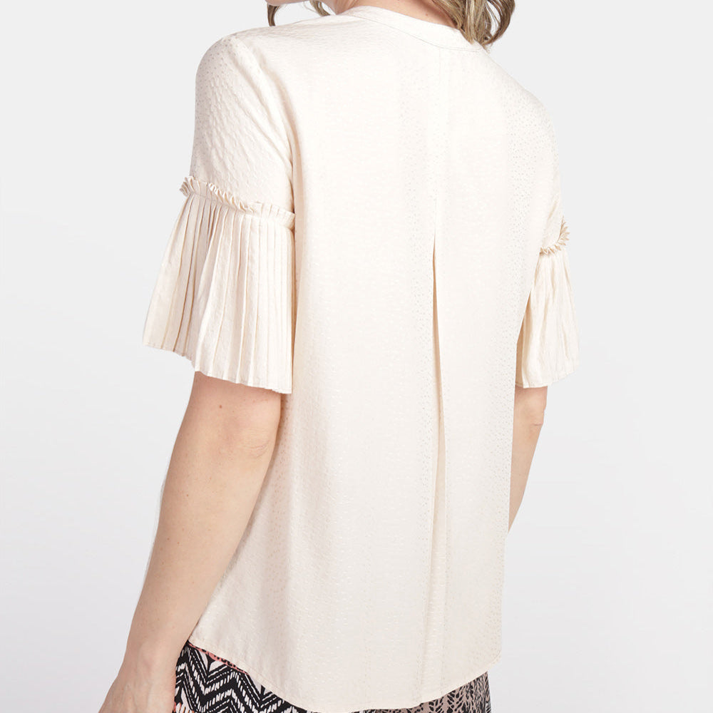 Blusa cuello mao manga plizada Estefania