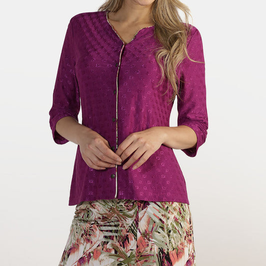 Blusa jacquard flores manga 3/4 Audrey