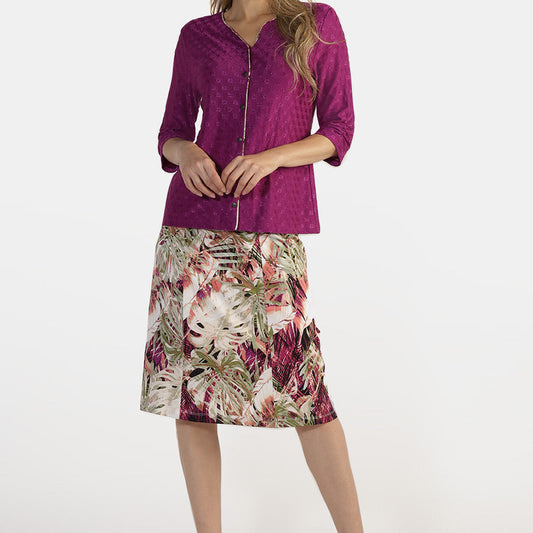 Blusa jacquard flores manga 3/4 Audrey