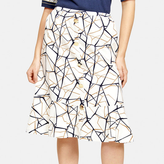Falda estampado geométrico con botones Toscana
