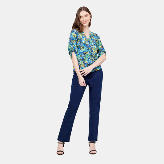 Blusa estampada con manga corta Cadereyta