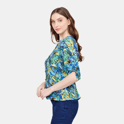 Blusa estampada con manga corta Cadereyta