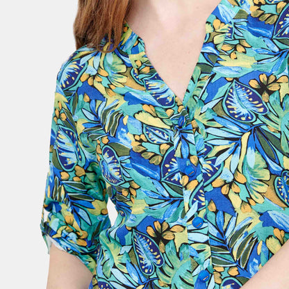 Blusa estampada con manga corta Cadereyta