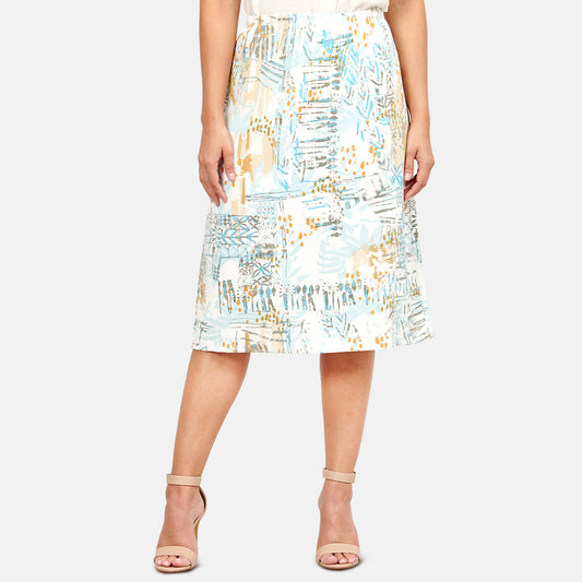 Falda midi con pretina volteada Sisal