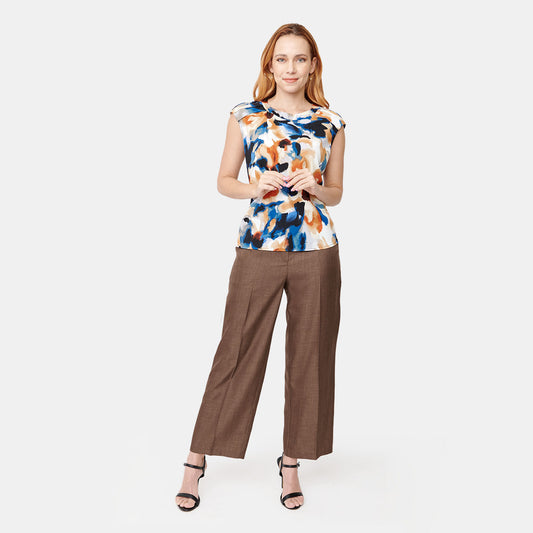 Top estampado floral con escote plisado Calypso