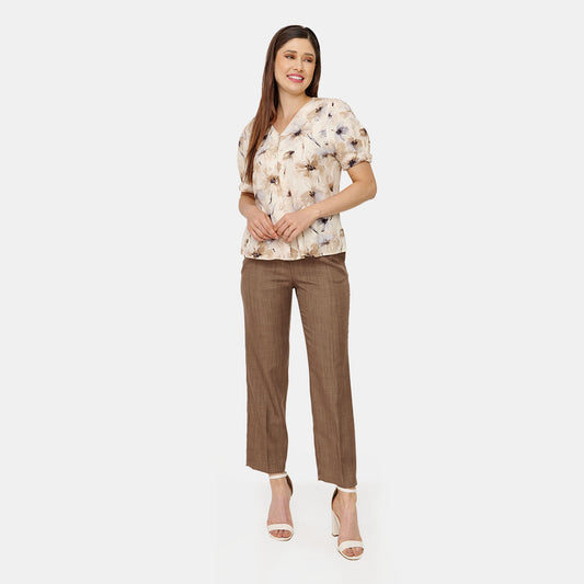 Blusa abierta estampada cuell V Aurora