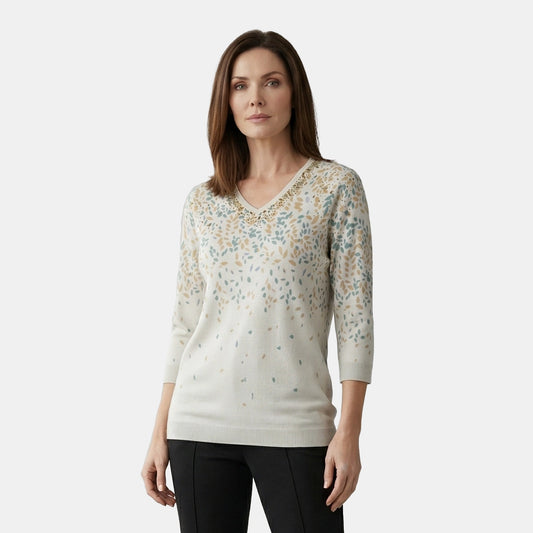 V66201 - Blusa estampada manga 3/4 Complementos