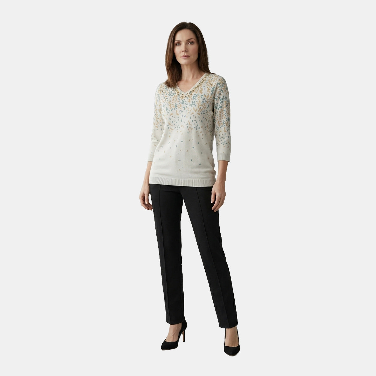 V66201 - Blusa estampada manga 3/4 Complementos