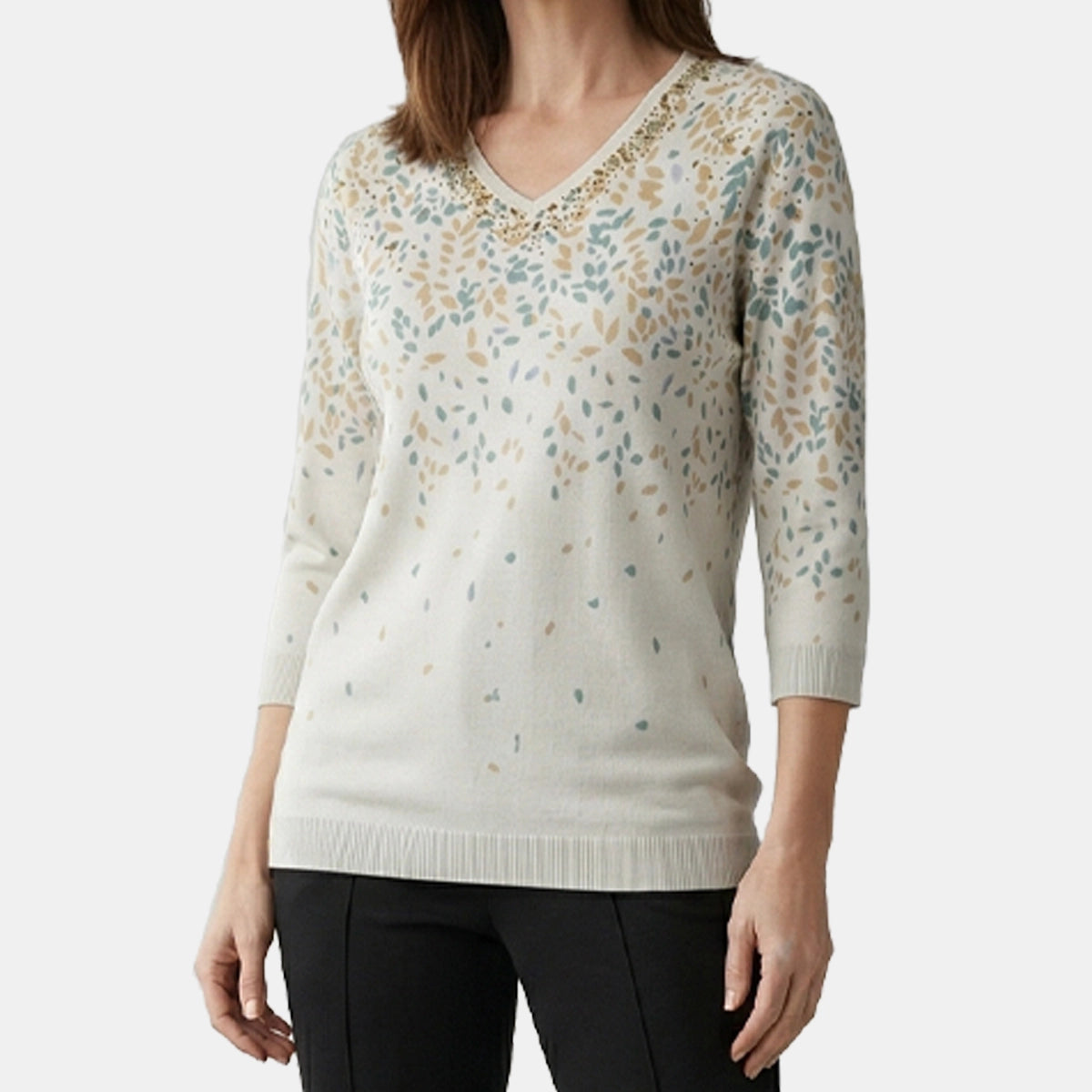 V66201 - Blusa estampada manga 3/4 Complementos