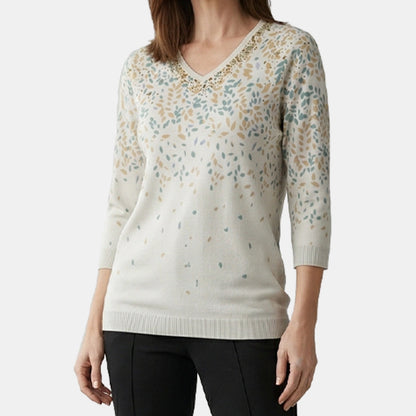 V66201 - Blusa estampada manga 3/4 Complementos
