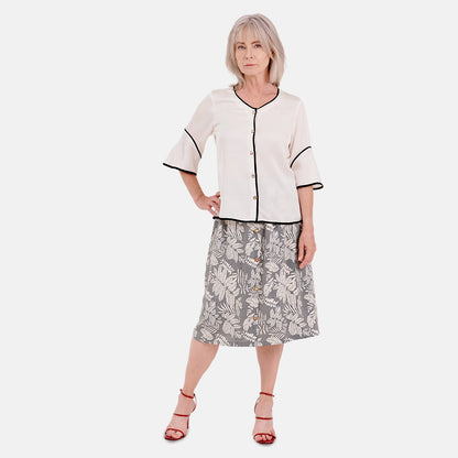 V66702 - Blusa abierta con contraste Leonor