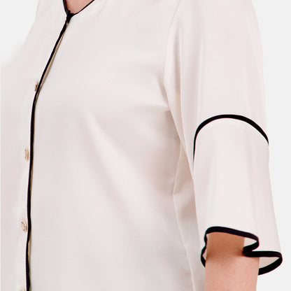 V66702 - Blusa abierta con contraste Leonor