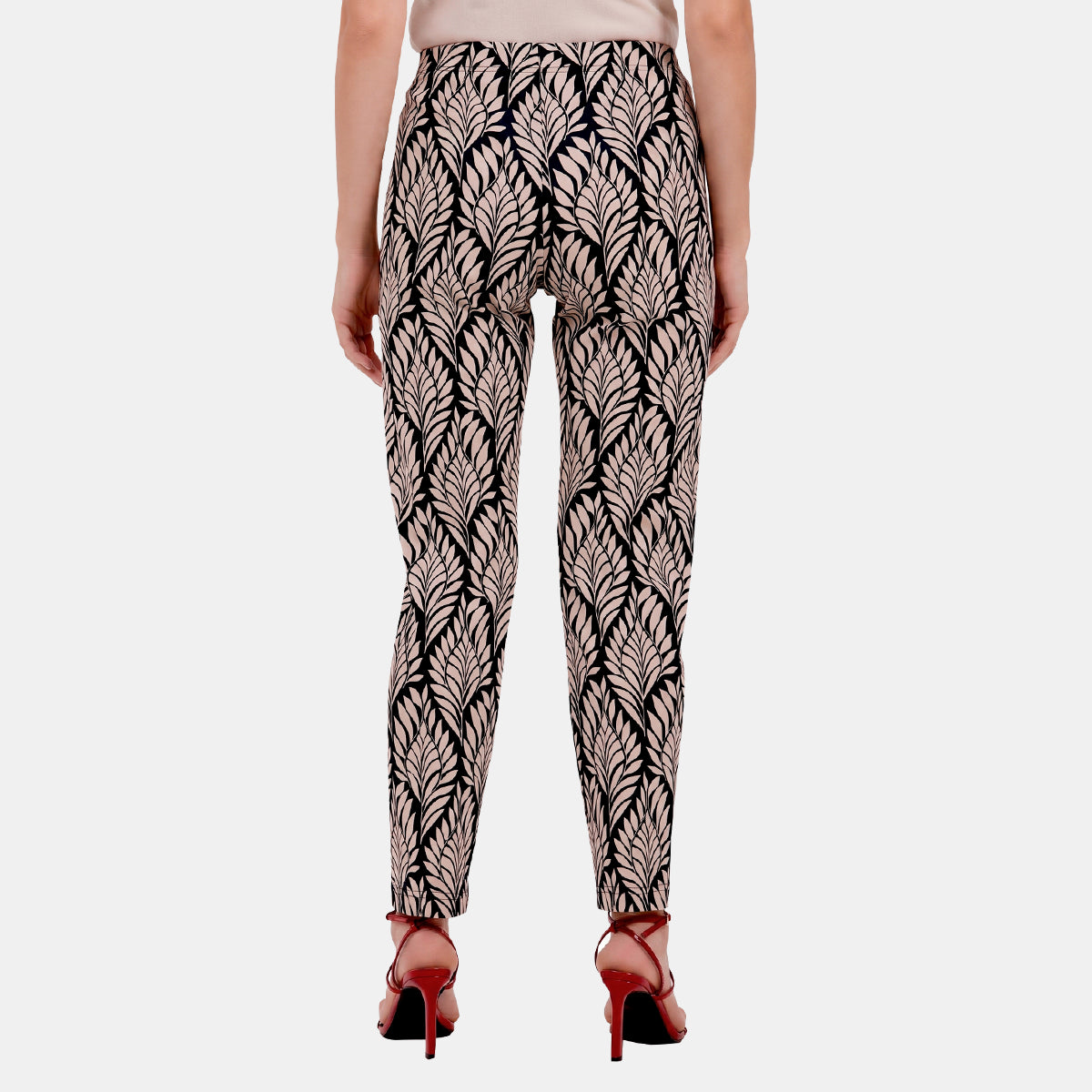 V67242 - Pantalón recto estampado con hebilla en pretina Leah