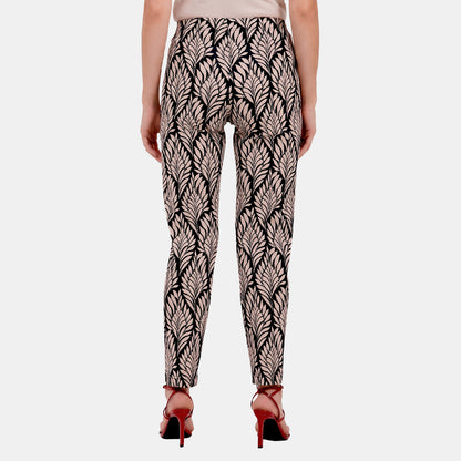 V67242 - Pantalón recto estampado con hebilla en pretina Leah